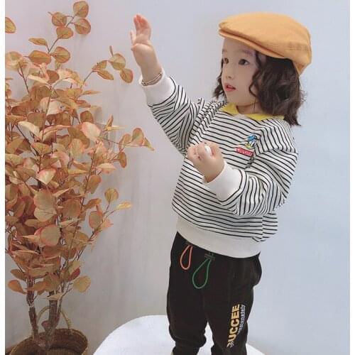 Children Base Shirt 2020 Autumn New Style Korean Men and Women Child Stripes Polo Shirt Western Style Fold-down Collar Pullover