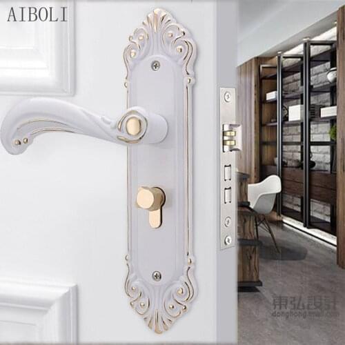 Ceramic White Ivory White Interior Door Lock Handle Lock Set Door Lock Bedroom Door Lock Aluminum Alloy