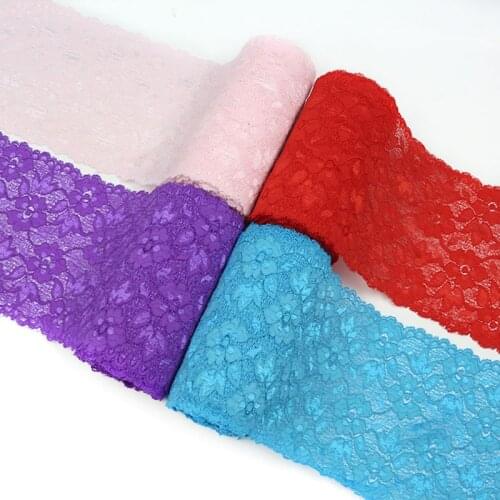 16cm Spandex Lace Elastic Crafts Sewing Ribbon White Black Stretch Lace Trimming Fabric Knitting Material DIY Garment Accessory