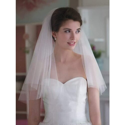 Bride Wedding Veil 2 Tier Veils Bridal Tulle Headpieces Short Hair Jewelry Veils with Comb