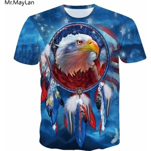 USA Flag Eagle Feather Print 3D T Shirt Men Women Casual Steetwear T-Shirt Tees 2018 Summer Cool Hip Hop Tshirt Boy Top Clothes