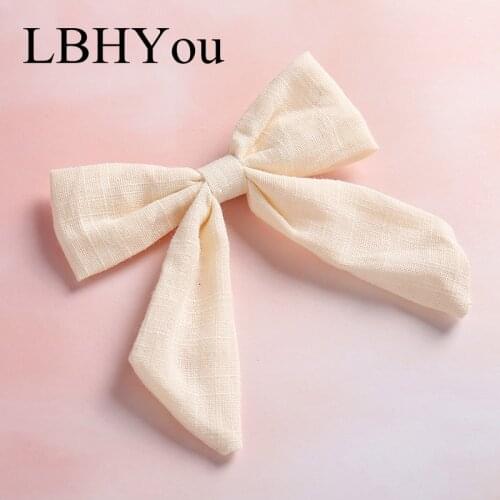 1pcs Hant Tie Tied Cotton Linen Hair Bow Hairpins, School Girl Bow Hair Clips Hair Accessory