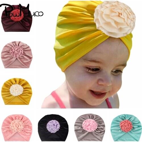 Powmuco 18*17 CM High Quality Gold Velvet Infant Hats Cute Handmade Rose Flower Baby Girls Caps Toddler Headwear Holiday Gifts