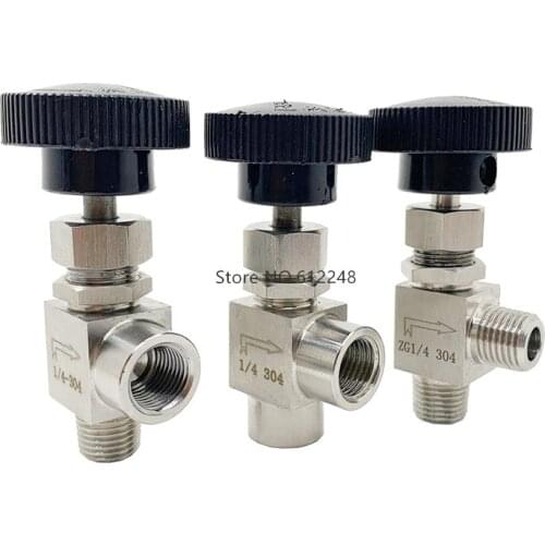 Needle Valve OD6 8 10mm 1/4 3/8 tube stainless steel 304 90 Degree Right Angle