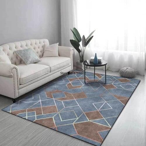 200x300cm Modern Minimalist Geometric Metal Line Gray Blue Brown Living Room Bedroom Bedside Carpet Floor Mat Customization