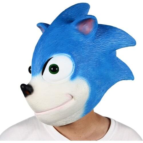 Blue Hedgehog Mask Halloween Animal Latex Masks Movie Cosplay Fancy Dress Party Props Headgear