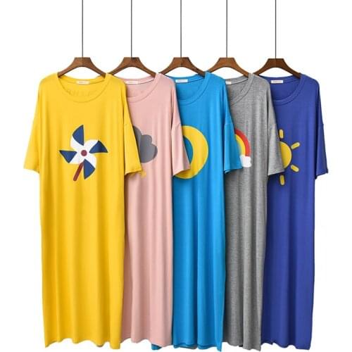 Oversized Sweet Sleepwear Loose Women Leisure Soft Modal Long Nightgowns Loose Cartoon elasticity maternity pajamas Nightdress