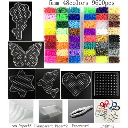 Perler kit Bead Kit 5mm Hama beads Whole Set with Tool Pegboard and Iron 3D Puzzle DIY Toy Kids Creative Handmade Craft Toy Gift