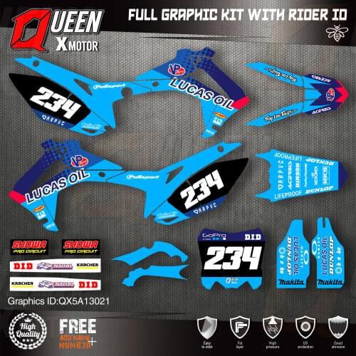 QUEEN X MOTOR Custom Team Graphics Backgrounds Decals Stickers Kit For HONDA 2014-2017 CRF250R 2013-2016 CRF450R 021