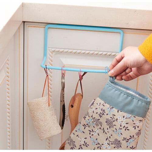 Over Door Bath Towel Hanging Holder Rack Stand Rail Cupboard Cabinet Hanger Space Saving Bar Hook Kitchen Bathroom Organizer