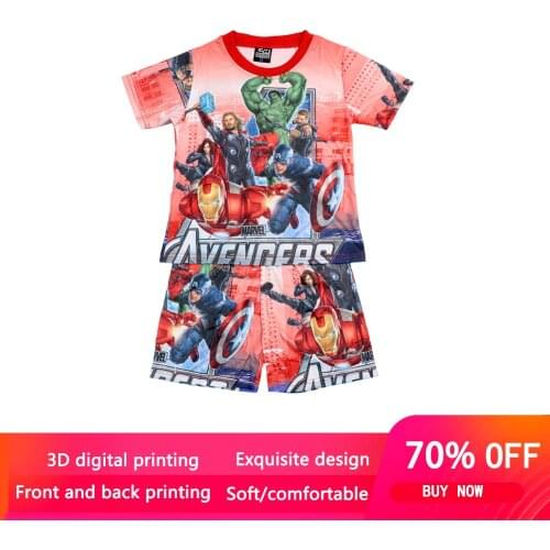 2021 New Cartoon Summer Boys Pants Pajama Suit Patterns Short Sleeve Suit Childrens Baby Clothes Sets