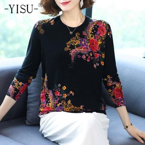 YISU 2021 New Casual Spring Women Sweater O-Neck Printing Long sleeve Spring tops Fashion Female Jumper Loose Knitted pullover