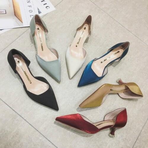 Spring New High Heel Shoes Women Stiletto Sexy Pointed Shoes Square Heel 5CM Single Shoes Womens Casual High Heels Y