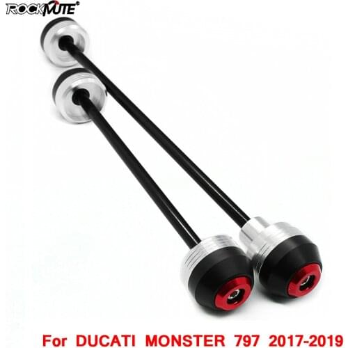 Motorcycle POM Front & Rear Axle Fork Crash Sliders Wheel Protector For Ducati MONSTER 797 2017-2019