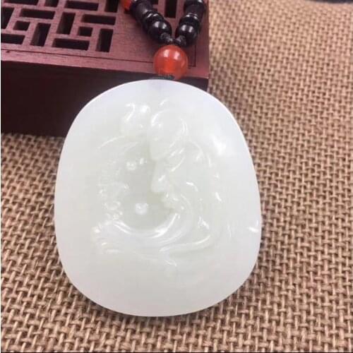 Natural Xinjiang Hetian Yubi Guan Gong Pendant 50 * 45mm comes with a certificate