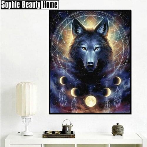 Full Diamond Painting Cross Stitch Animal Wolf Diamond Embroidery Patterns rhinestones Diamond Mosaic Room Decoration 198016