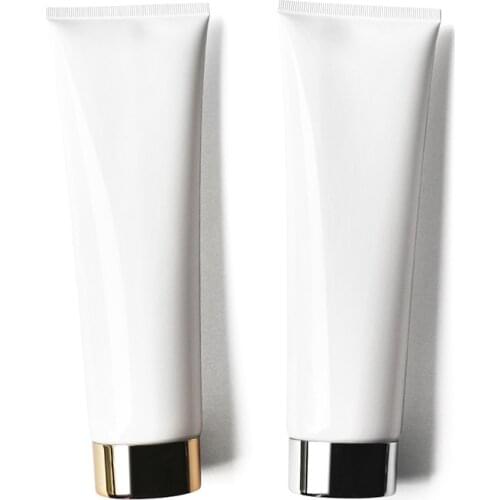 300ML X 20 Empty White Plastic Lotion Soft Tubes Squeeze Cosmetic Packaging, Cream Tube Gold/Silver Screw Lids Bottle Containers
