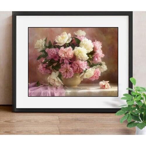 Pink Peony Diamond Mosaic Home Decor 3D Painting Rhinestones Flower Full Square Diamond Embroidery Weeding Gifts Cross Stitch