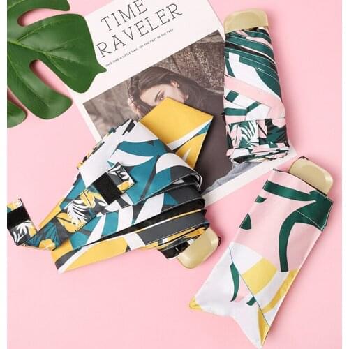 5 Folding Sun Umbrella Female Sunscreen UV Umbrellas Small Fresh Foldable Sunny and Rainy Fully-automatic Umbrella