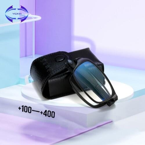 VCKA Unisex Foldable Reading Glasses Folded Plastic Women Men +1 +1.5 +2 +2.5 +3 +3.5 +4.0 Presbyopic Eyeglasses Full Frame +box