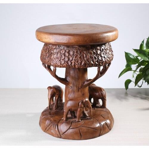 Thai elephant real wood stool three like stereo in southeast Asia style shoes stool wood chopping block flower tea table