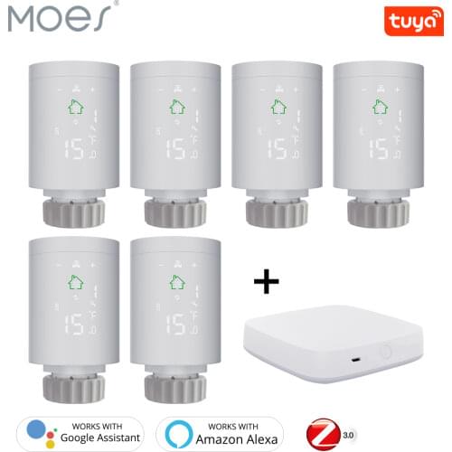 Tuya ZigBee3.0 Smart Radiator Actuator Programmable Thermostatic Radiator Valve Temperature Controller Voice Control via Alexa