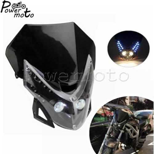 12V Universal Motorcycle Head Lamp Headlight Enduro Dual Sport Dirt Bike LED Signal Headlight Fairing For Yamaha Honda Suzuki