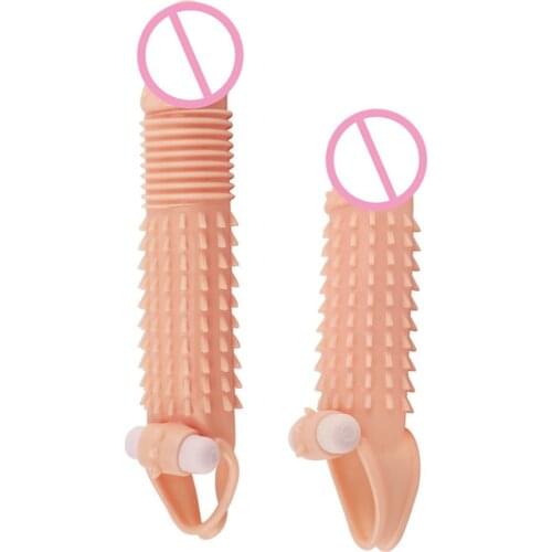 Vibrating Penis Enlargement Sleeve Vibrator Condom Delay Ejaculation Sex Products Sex Toys For Men Couples Sex Shop