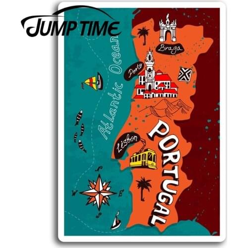 Jump Time for Portugal Lisbon Map Fun Vinyl Stickers Sticker Laptop Luggage Camper Door Decal Waterproof Car Accessories