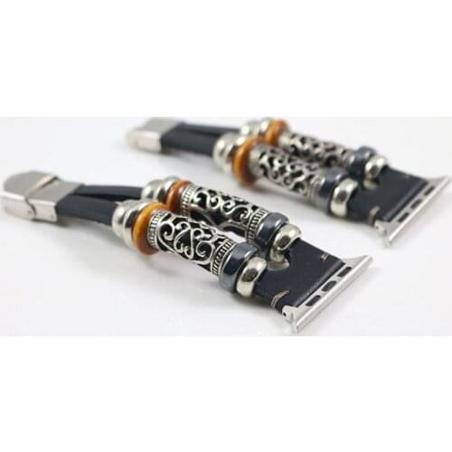 Vintage Genuine Leather Watch Band for Apple Watch Series 5/4/3/2 Replacement Bracelet Strap for Apple Watch 38mm 40mm 42mm 44mm