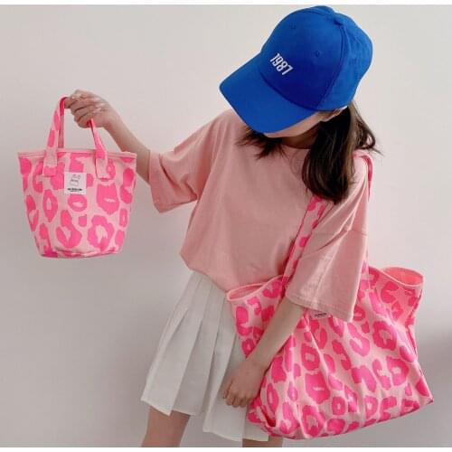Women Leopard Shoulder Bag Large Capacity Cloth Handbag Tote Female Crossbody Messenger Bags Ladies Canvas Purses Bucket Bag