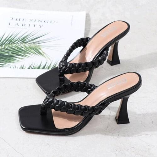 Women Sandals Style Hand Woven Summer Shoes For Ladies High Heels Rubber Shoes 2021 Flip Flop Slides Plus Size Female Slippers