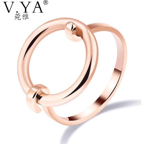 V.YA Creative Open Rings For Women Rose Gold Color Never Fade Female Birthday Ofice Finger Rings Bands Jewelry Gifts Dropship