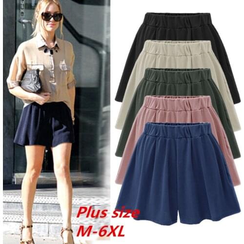 Plus Size Wide Leg Shorts Women Summer High Waist Shorts Skirts Casual Cotton female Shorts