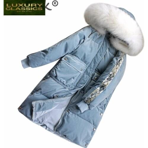 Womens Down Jacket Winter Natural Raccoon Fur Hooded Clothes 2021 Korean Thick Warm Duck Down Coat Female Hiver LW1577