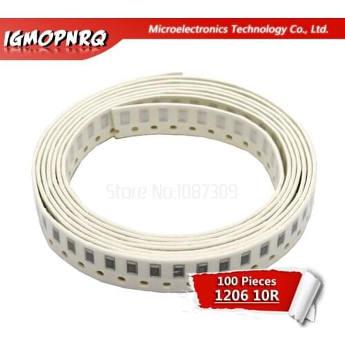 100PCS 1206 SMD Resistor 5% 10 ohm chip resistor 0.25W 1/4W 10R