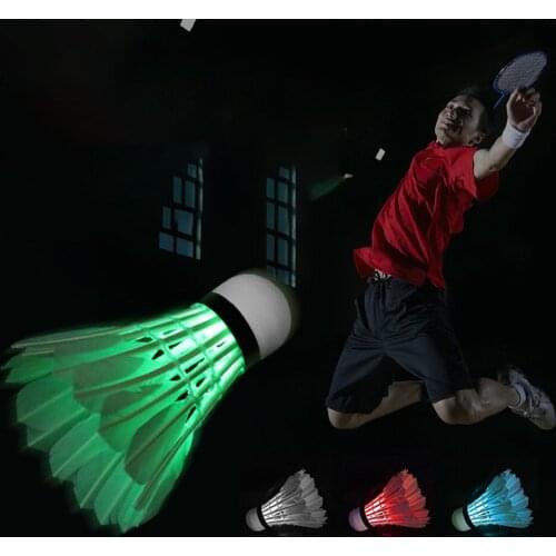 New 4Pcs LED Colorful Badminton Shuttlecock Ball Feather Dark Night Glowing Feather Lighting Balls Outdoor Sport Accessories #20