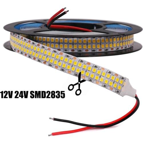 5M LED Strip Light 12V 24V Flexible LED Tape SMD2835 Waterproof LED Ribbon 240leds/m 480Leds/m Double Row Stripe Tape for Decor