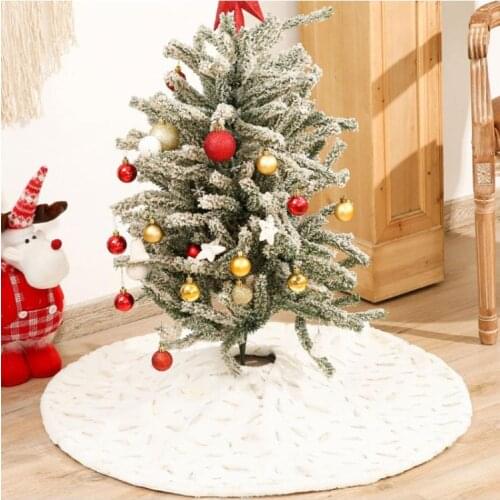 90/122cm Christmas Tree Skirt Bronzing Feather Ornament Floor Mat Xmas Decor 77UD