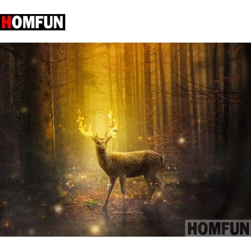 HOMFUN Full Square/Round Drill 5D DIY Diamond Painting "Animal deer" Embroidery Cross Stitch 5D Home Decor Gift A15582
