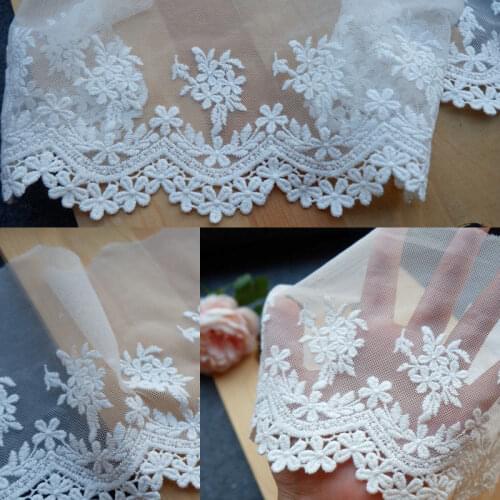 19yards/lot 13cm White Mesh embroidery Lace fabric DIY Garment needlework sewing Handmade accessories dress edge decoration 635