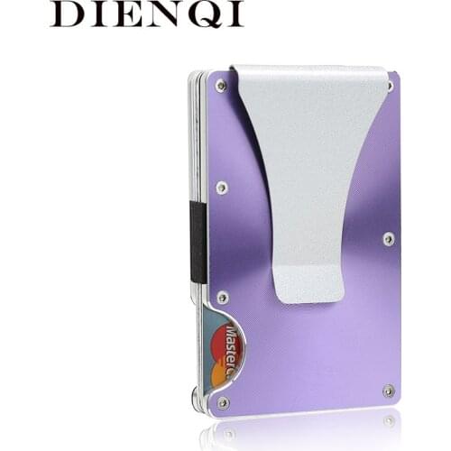 DIENQI High Quality Metal Rfid Credit Card Holder Case Anti-Theft Carbon Fiber Slim Thin Cardholder Men Slide Minimalist Wallet