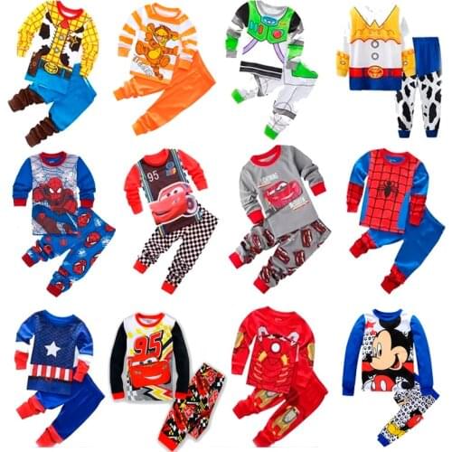 Childrens Pajamas Suit Spider Man Boy Elsa Anna Cartoon Printed Pajamas Girl Family Pajamas Childrens Baby Pajamas Sleepwear