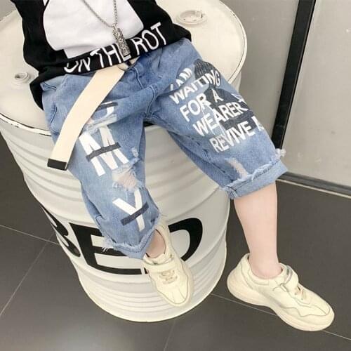 Boys Pants Denim Shorts Summer Childrens Students Holes Pant Tide Kids Clothes