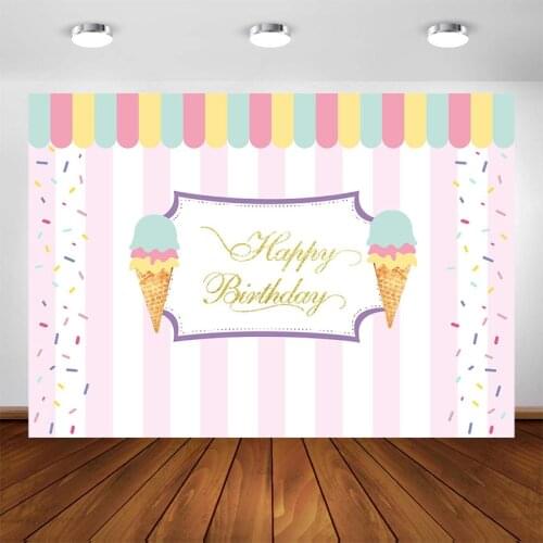 Ice Cream Backdrop Birthday Party Background Decoration Baby Girl Children Photo Shoot Studio Photography Backdrops