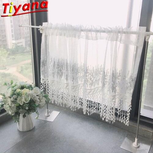 French Luxury Embroidery Sequins Pearls Roman Blinds for Living Room Tassel Half Curtains for Kitchen Small Windows #VT