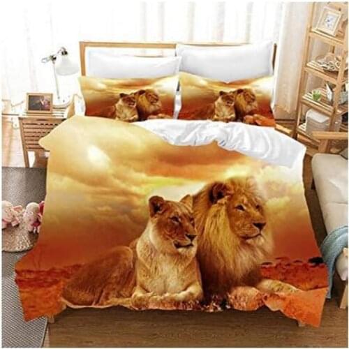 Animal Lions 3D Printed Bedding Set Duvet Cover and Pillowcase Set Bed Linens Bedclothes Home Textile Twin Full Queen King Size