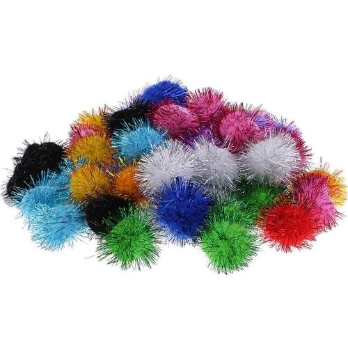 LOT 50x Pom Poms Balls Mixed Color Tinsel Festival Decoration 35mm