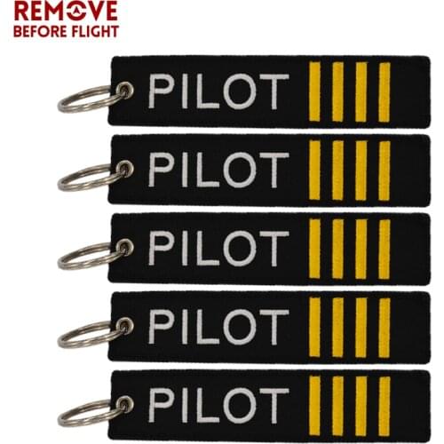 New 5PCS Remove Before Flight Pilot Key Chains Embroidery Label Key Ring Chain for Aviation Gifts Fashion Jewelry Accessories