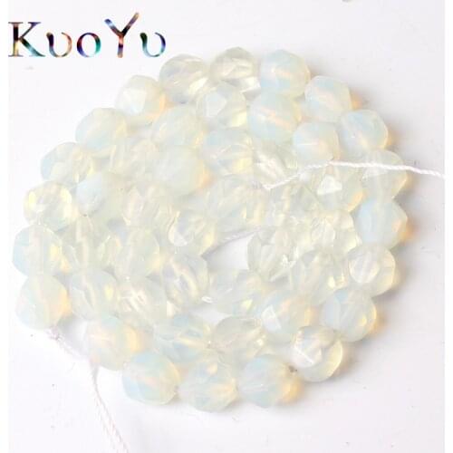 Wholesale AA+ Faceted White Opal Beads Natural Stone Loose Beads For Making Jewelry 15"Strand 6/8/10 MM DIY Bracelet Necklace